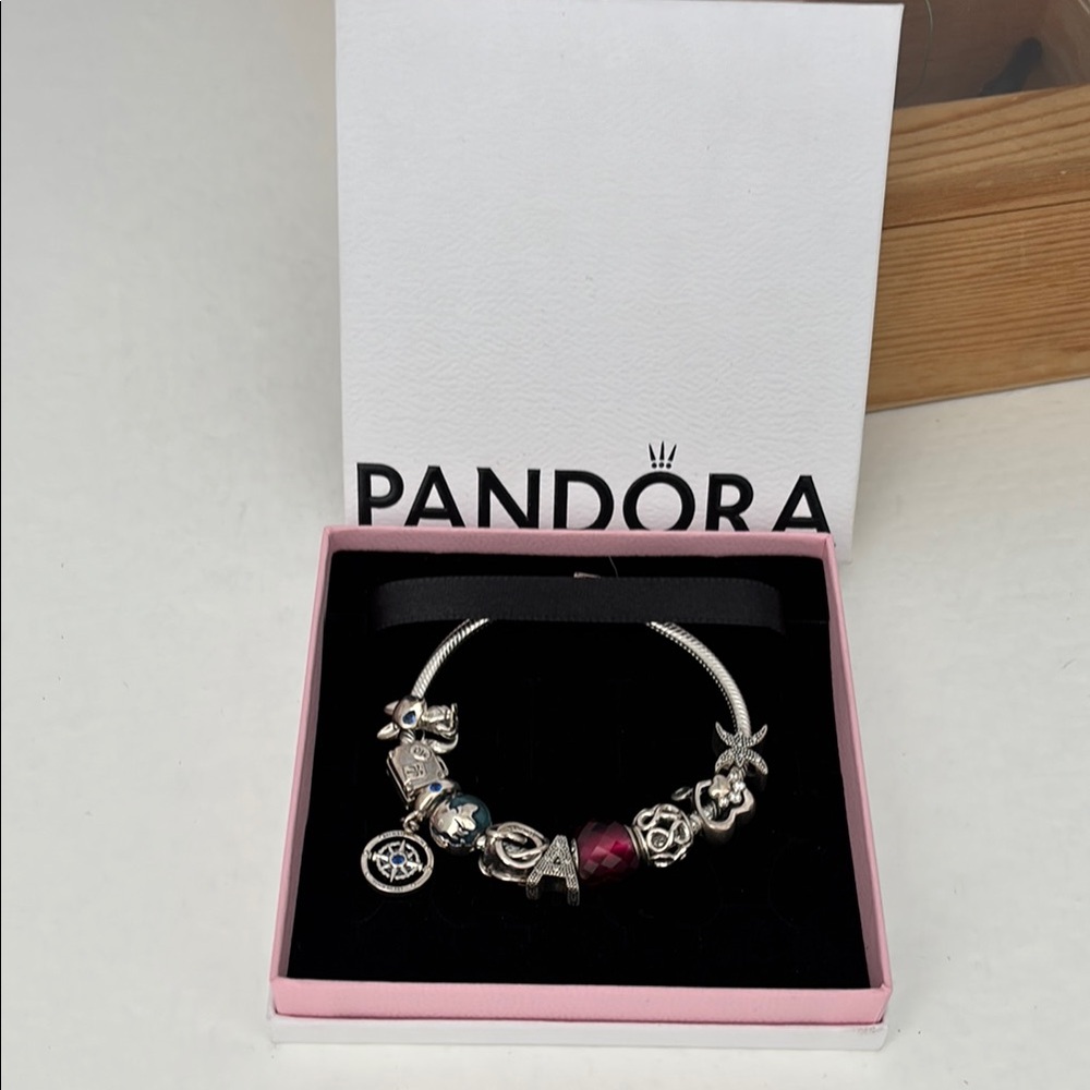 Pandora Silver and Pink Charm Bracelet